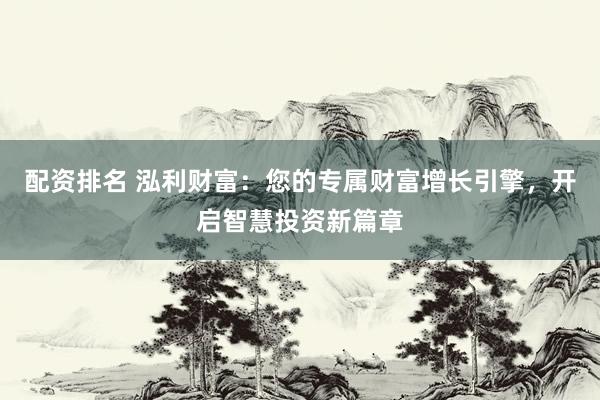 配资排名 泓利财富：您的专属财富增长引擎，开启智慧投资新篇章