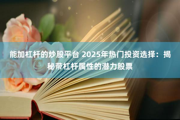 能加杠杆的炒股平台 2025年热门投资选择：揭秘带杠杆属性的潜力股票