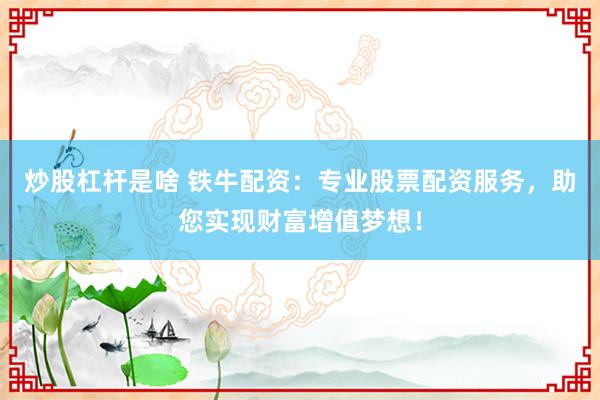 炒股杠杆是啥 铁牛配资：专业股票配资服务，助您实现财富增值梦想！