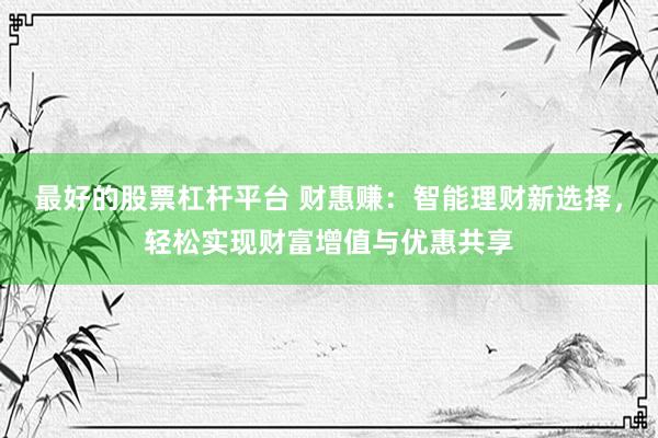 最好的股票杠杆平台 财惠赚：智能理财新选择，轻松实现财富增值与优惠共享