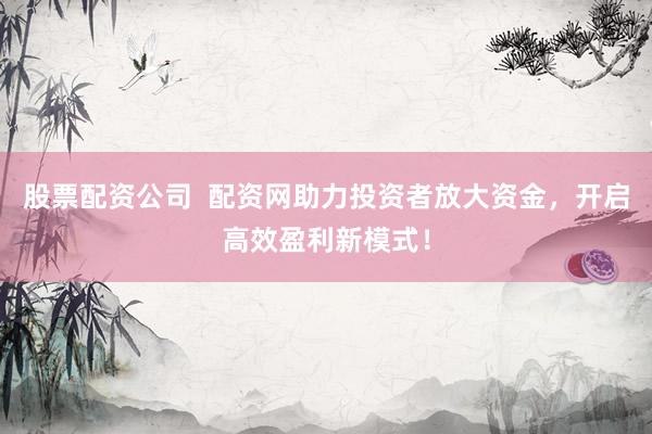股票配资公司  配资网助力投资者放大资金，开启高效盈利新模式！