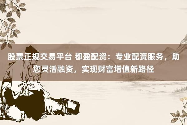 股票正规交易平台 都盈配资：专业配资服务，助您灵活融资，实现财富增值新路径