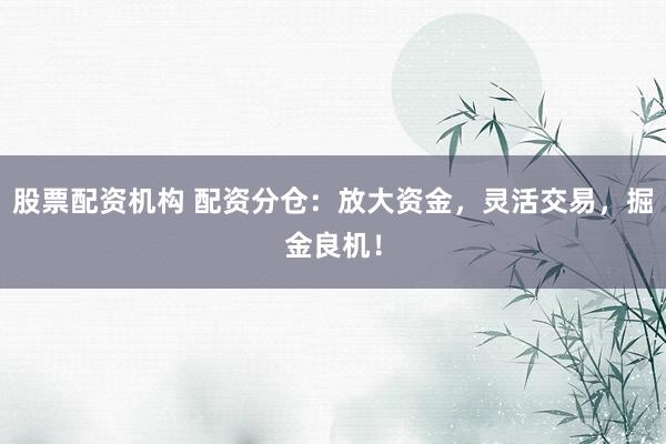 股票配资机构 配资分仓：放大资金，灵活交易，掘金良机！