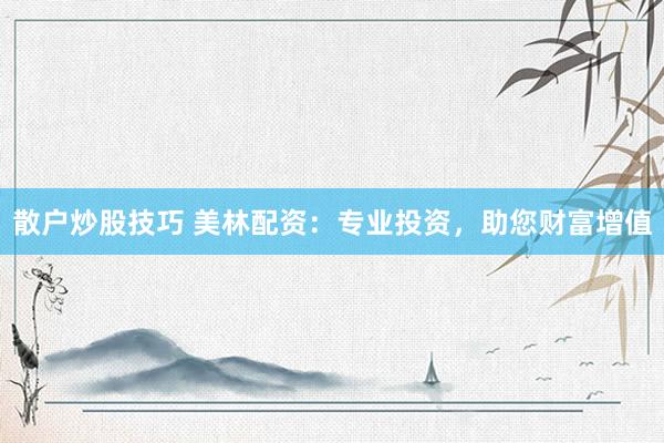 散户炒股技巧 美林配资：专业投资，助您财富增值
