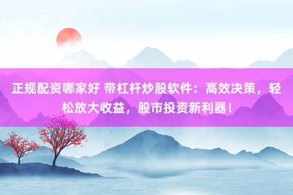 正规配资哪家好 带杠杆炒股软件：高效决策，轻松放大收益，股市投资新利器！