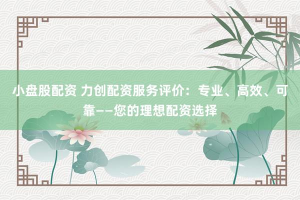 小盘股配资 力创配资服务评价：专业、高效、可靠——您的理想配资选择
