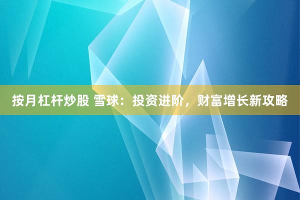 按月杠杆炒股 雪球：投资进阶，财富增长新攻略
