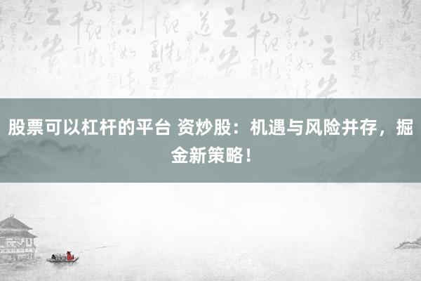 股票可以杠杆的平台 资炒股：机遇与风险并存，掘金新策略！