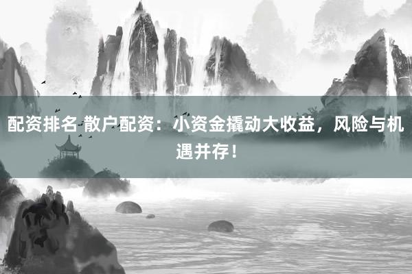 配资排名 散户配资:小资金撬动大收益,风险与机遇并存!