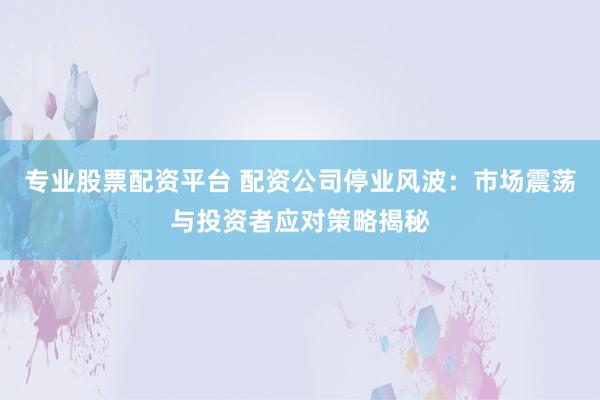 专业股票配资平台 配资公司停业风波：市场震荡与投资者应对策略揭秘