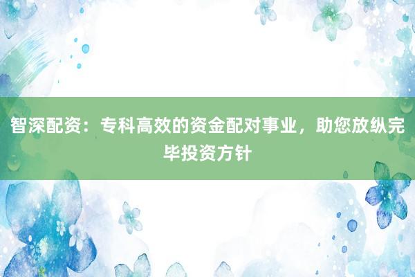 智深配资：专科高效的资金配对事业，助您放纵完毕投资方针