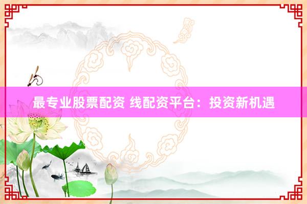 最专业股票配资 线配资平台：投资新机遇