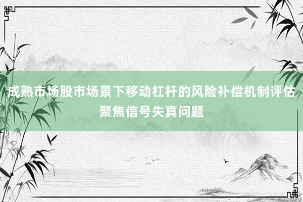 成熟市场股市场景下移动杠杆的风险补偿机制评估聚焦信号失真问题