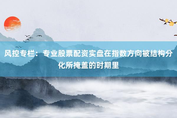 风控专栏：专业股票配资实盘在指数方向被结构分化所掩盖的时期里