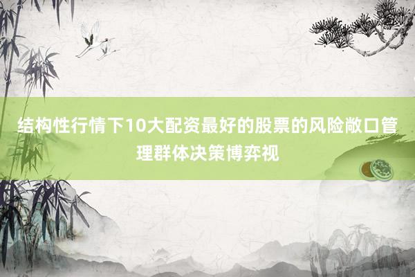 结构性行情下10大配资最好的股票的风险敞口管理群体决策博弈视