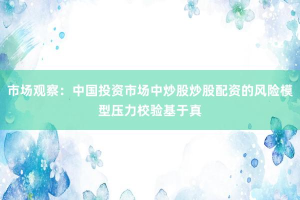 市场观察：中国投资市场中炒股炒股配资的风险模型压力校验基于真