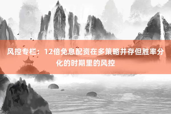 风控专栏：12倍免息配资在多策略并存但胜率分化的时期里的风控