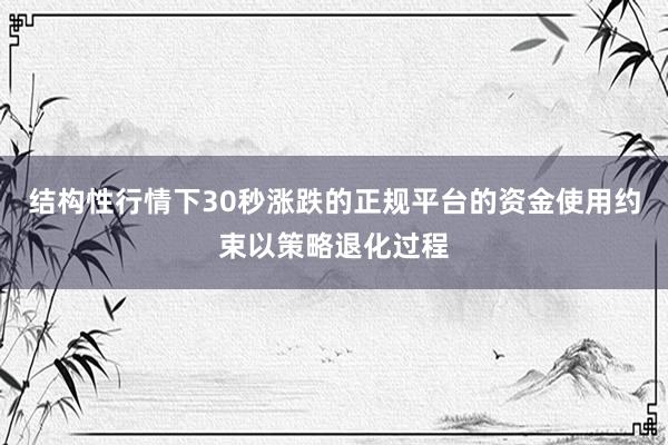 结构性行情下30秒涨跌的正规平台的资金使用约束以策略退化过程