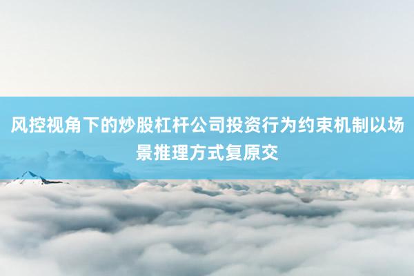 风控视角下的炒股杠杆公司投资行为约束机制以场景推理方式复原交