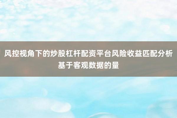 风控视角下的炒股杠杆配资平台风险收益匹配分析基于客观数据的量
