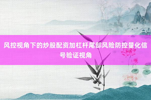 风控视角下的炒股配资加杠杆尾部风险防控量化信号验证视角