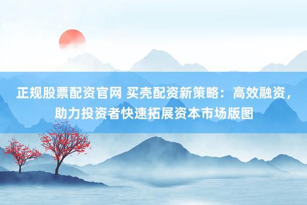 正规股票配资官网 买壳配资新策略:高效融资,助力投资者快速拓展资本市场版图